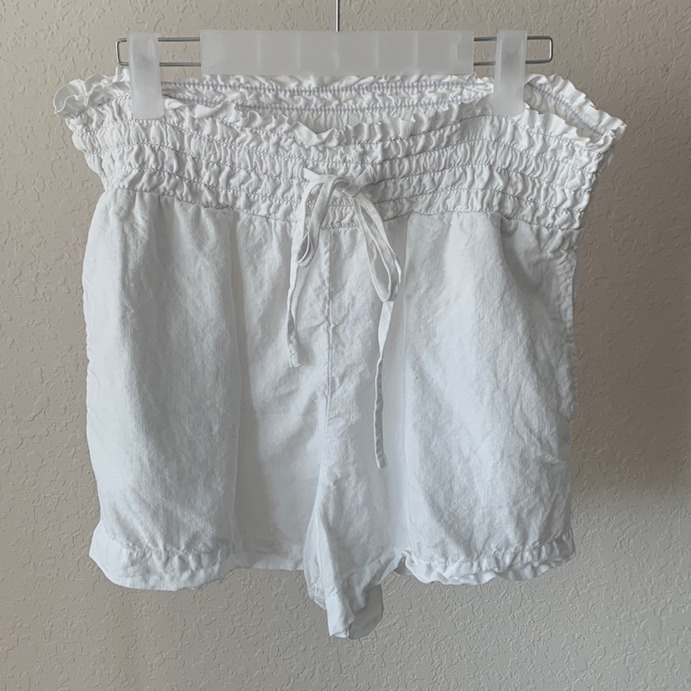 Anthropologie Cloth and Stone 100% Linen Pull On Drawstring Shorts